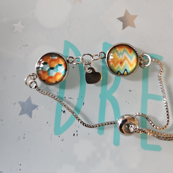 Colorful Charm Bracelet with Adjustable Silver Chain - Picture 4 of 4